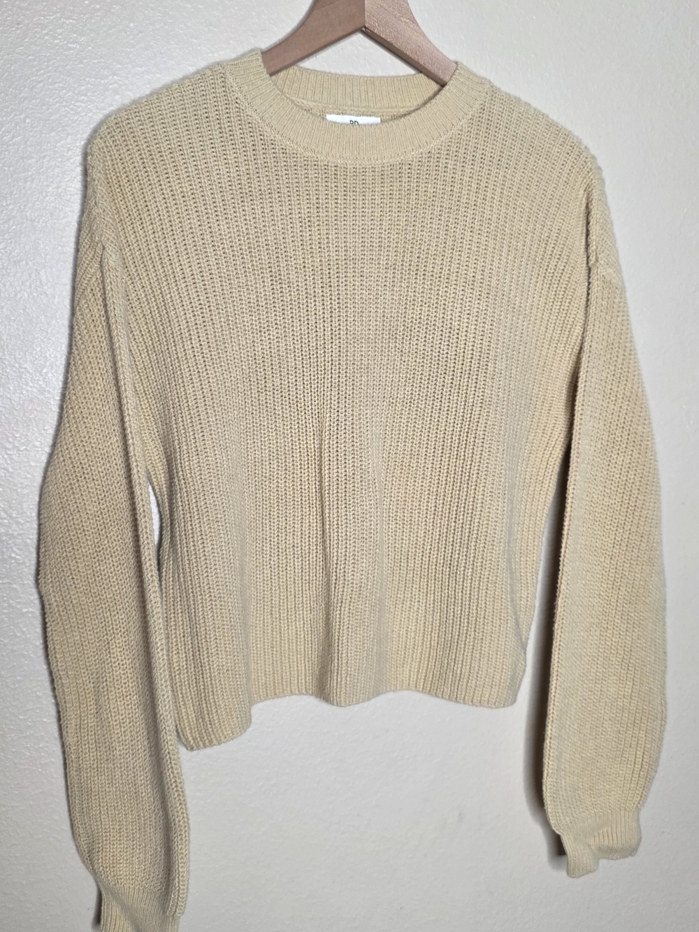 Madewell BP Womens Ribbed Crop Crewneck Sweater in Beige Cream Size Med Shaker - Picture 4 of 12